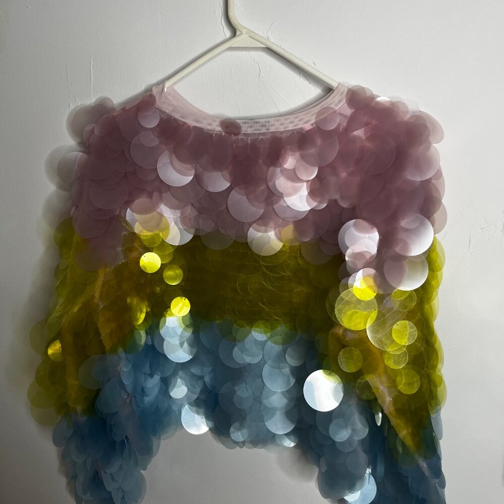 Cynthia Rowley Sequined Organza Pullover Top